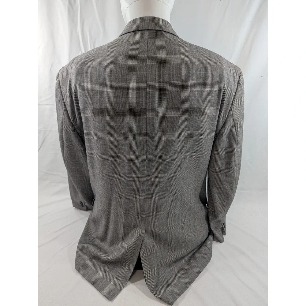 Jos. A. Bank Blazer Coat Suit Jacket 100%‎ Wool Glenn Check Plaid 46R 48